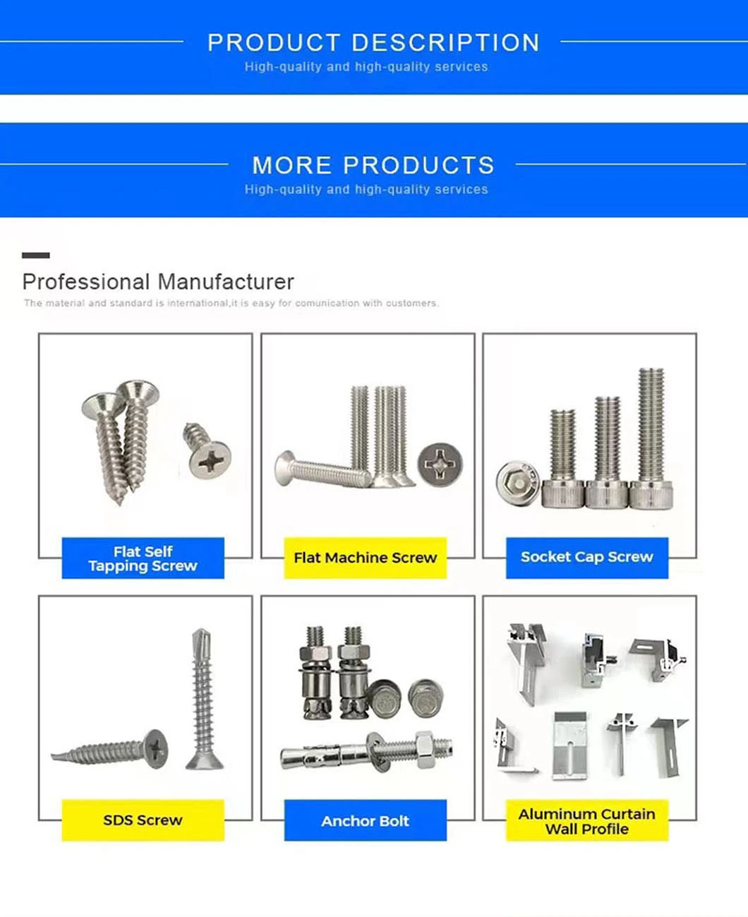 SS304 Stainless Steel Button Head Hexagon Socket Round Head Screw